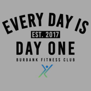BURBANK FITNESS CLUB - DAY ONE - WOMEN'S FITTED T-SHIRT - LIGHT GRAY HEATHER - $V974MW$ Design
